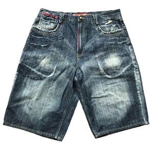 Vintage Stash House Embellished Jean Shorts Mens Size 40 100% Cotton Baggy Denim